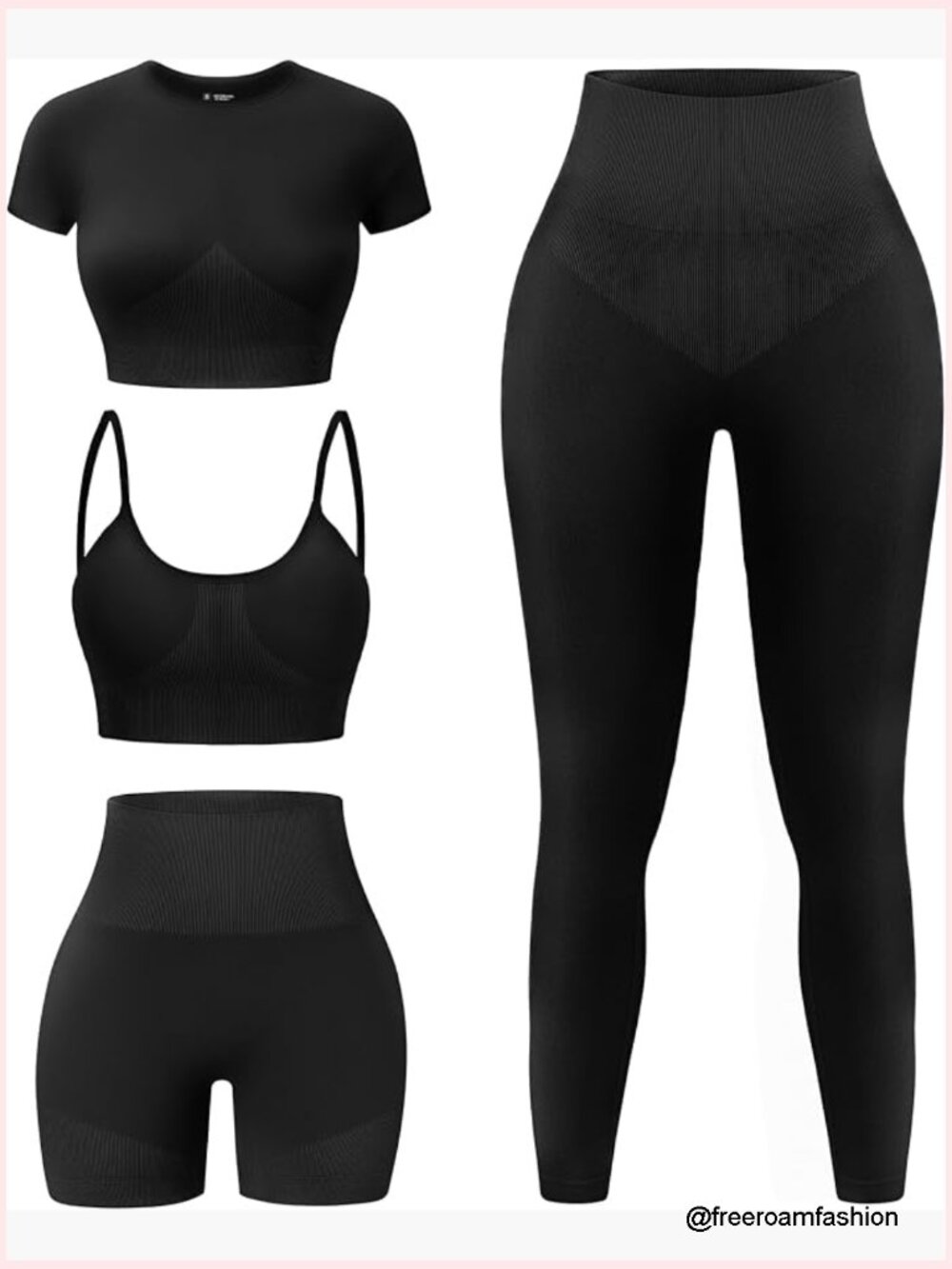 4 Pack Seamless Active Set - Top, Bra, Shorts, Leggings